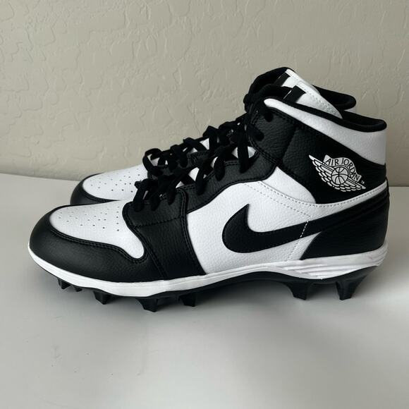 Nike Jordan 1 Mid Alpha menace cleats panda black white 12.5 FJ6805 100 NEW - Picture 11 of 11